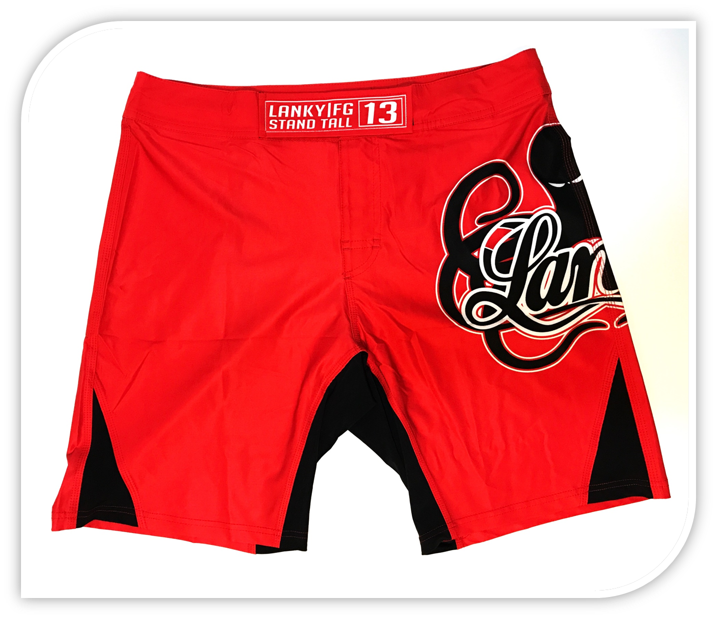 Lanky Red Fight Shorts - Short Cut