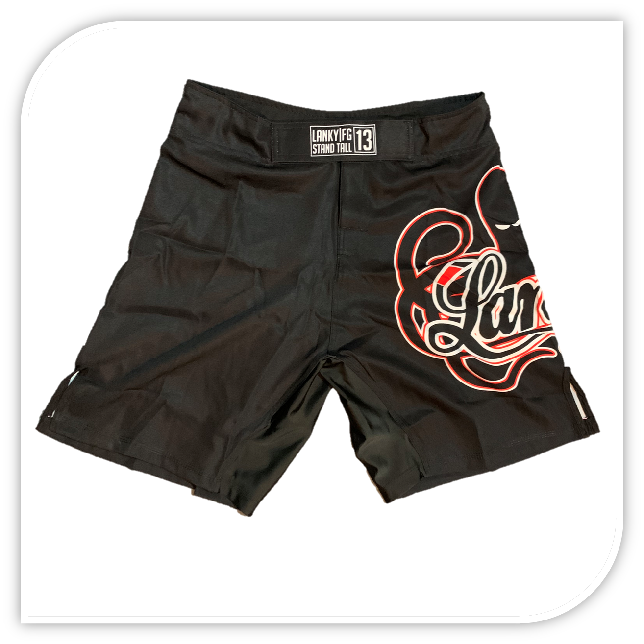 Lanky Black Fight Shorts - Traditional Cut – RollAmongUs.com